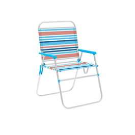 Marbueno Silla Plegable Aluminio Rayas Naranjas y Azules Playa y Piscina 52X56X80 cm 10462