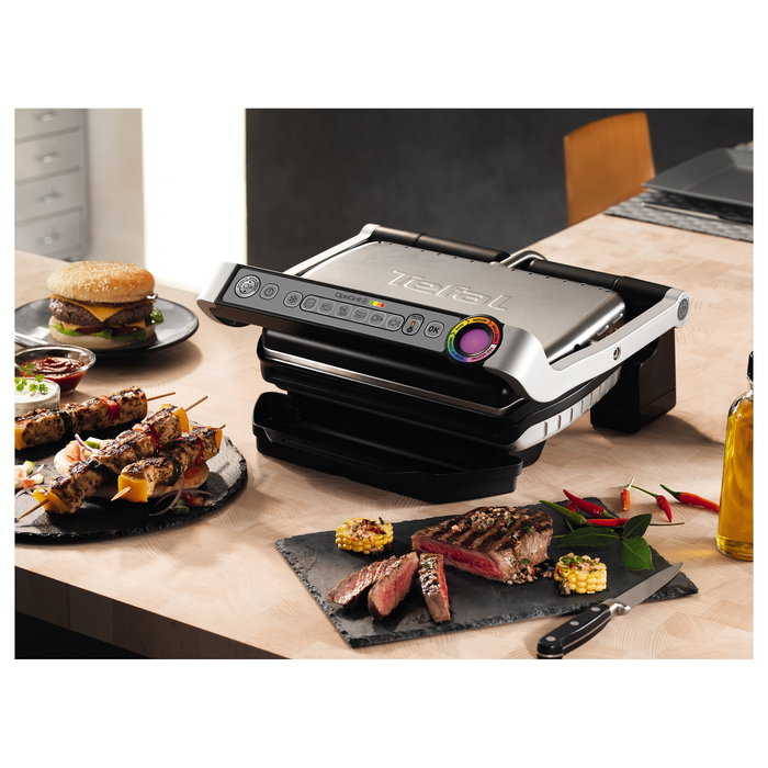 Tefal OptiGrill+ GC712D12 Parrilla Eléctrica Plata