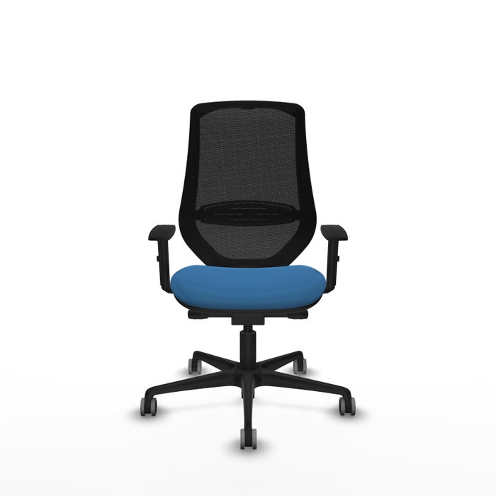 PIQUERAS Y CRESPO Silla de oficina Mardos con mecanismo Sincro/Traslack, Azul claro y Negro
