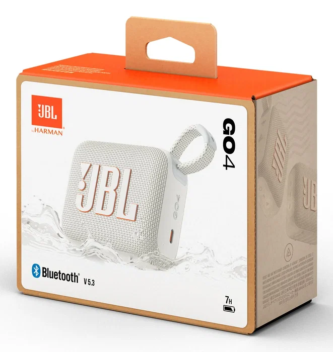 JBL Go 4 Altavoz Bluetooth Portátil, 4.2W, Resistente al Agua y Polvo IP67, Autonomía 7h, Color Blanco