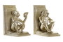 DKD Home Decor Set de 2 Sujetalibros de Resina Mono Champán