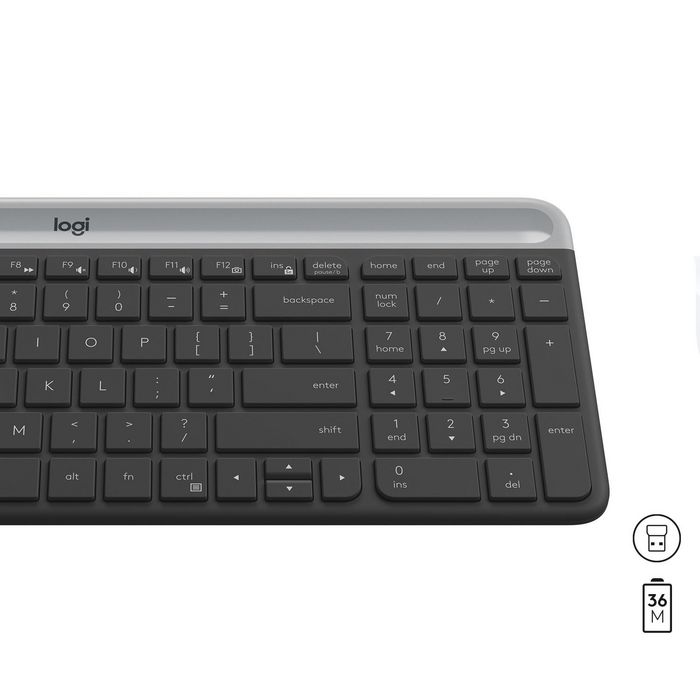 Logitech Combo Teclado y Ratón Inalámbrico MK470 Slim, Diseño Delgado y Silencioso, Inalámbrico 2.4GHz USB Plug-and-Play, Batería Larga Duración