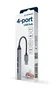 Gembird UHB-U3P1U2P3-02 Hub USB 3.0 de 4 Puertos (1 x USB 3.0, 3 x USB 2.0) con Cable Integrado, Color Gris, Transferencia de Datos hasta 5 Gbps