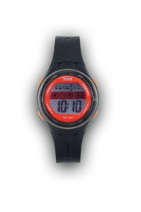 SAMI Reloj LCD Cadete Redondo WR50M Luz 7 Colores con Caja
