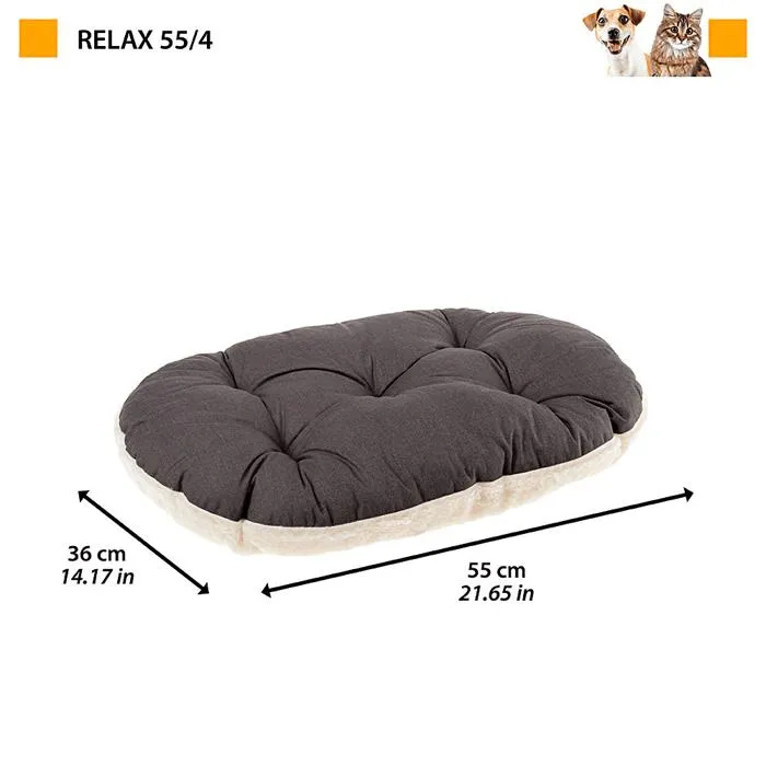 Ferplast Cojín para Perros Relax 45/2 - Algodón/Pelo de Doble Cara, Lavable a Máquina, Gris/Blanco