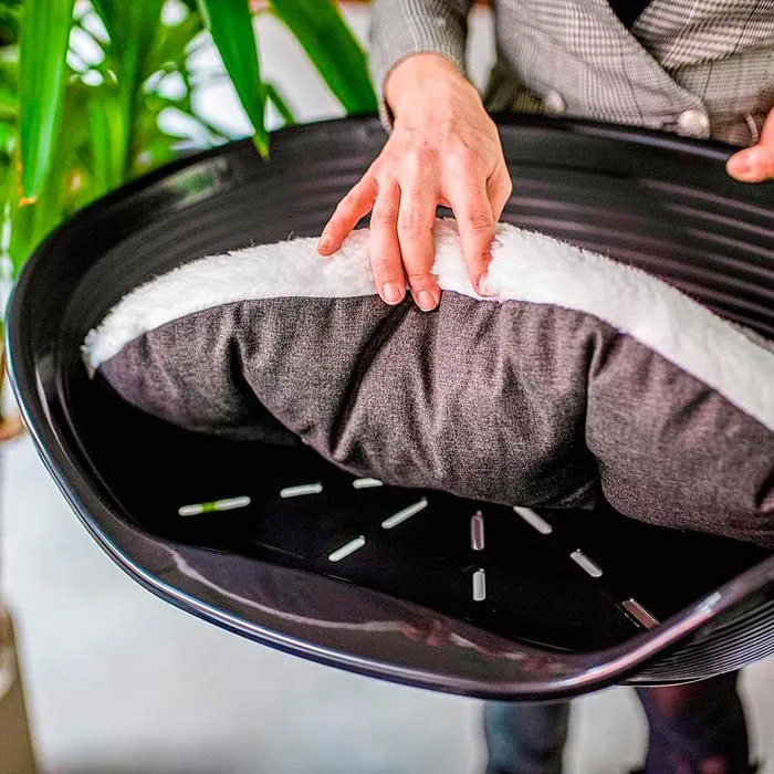 Ferplast Cojín para Perros Relax 45/2 - Algodón/Pelo de Doble Cara, Lavable a Máquina, Gris/Blanco