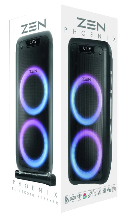 Zen Phoenix Altavoz Bluetooth 250W con Micrófono Inalámbrico Negro