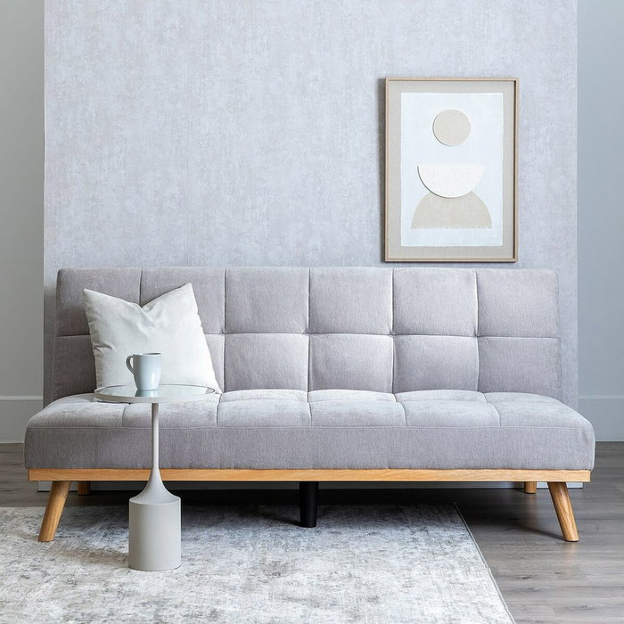 Ixia Sofá-cama Gris en Chenilla con Estructura de Madera Ixia Sofá-cama Gris en Chenilla con Estructura de Madera