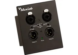 MUXLAB Wallplate XLR a Dante de 2 Canales PoE Negro
