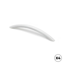 Rei Tirador Asa Modelo 158 para Muebles en Zamak con Acabado Blanco Metálico, 128 mm entre Agujeros, Blister de 4 Unidades