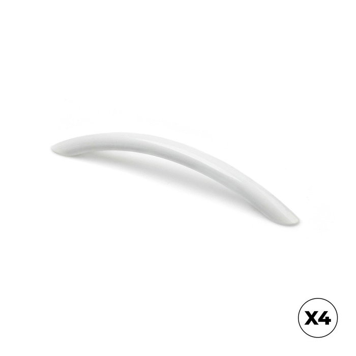 Rei Tirador Asa Modelo 158 para Muebles en Zamak con Acabado Blanco Metálico, 128 mm entre Agujeros, Blister de 4 Unidades Rei Tirador Asa Modelo 158 para Muebles en Zamak con Acabado Blanco Metálico, 128 mm entre Agujeros, Blister de 4 Unidades