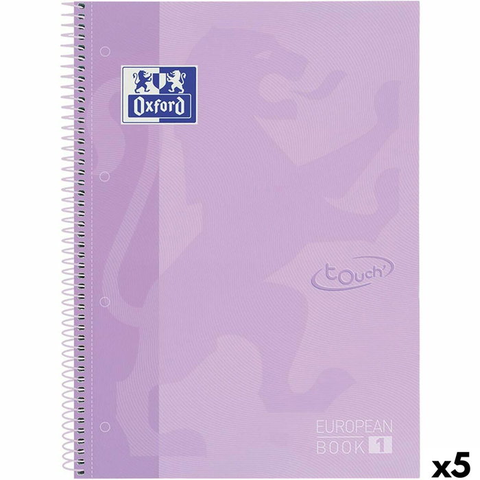 Oxford Cuaderno espiral Ebook 1 School Touch Din A4+ 80 hojas cuadro 5 mm malva pastel