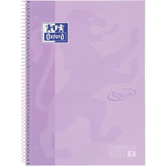 Oxford Cuaderno espiral Ebook 1 School Touch Din A4+ 80 hojas cuadro 5 mm malva pastel