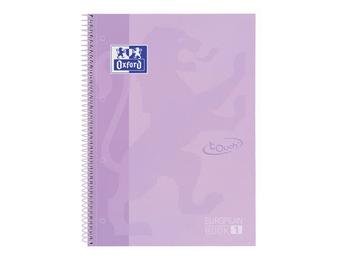 Oxford Cuaderno espiral Ebook 1 School Touch Din A4+ 80 hojas cuadro 5 mm malva pastel
