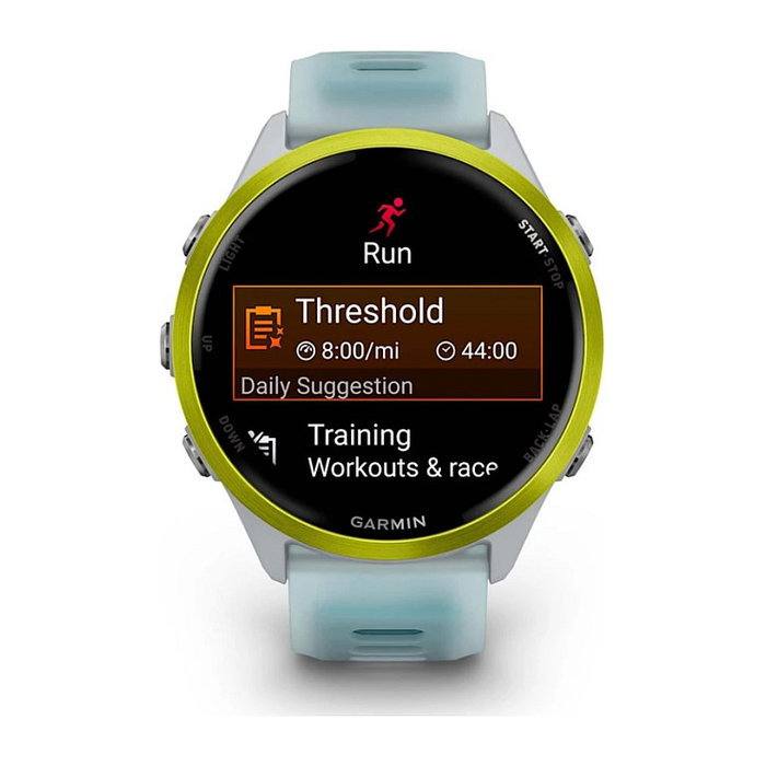 Garmin Forerunner 570 - Reloj Deportivo GPS con Pantalla AMOLED 1.4", Aluminio Blanco y Amarillo