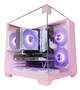 Mars Gaming MC-VISIONMP Caja Gaming Mini Torre MicroATX con Triple Cristal Templado Panorámico, Refrigeración Líquida 240mm, GPU 330mm, 1x3.5", 1x2.5", Gestión de Cables, Color Rosa