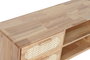 DKD Home Decor Mueble TV Scandi Natural 120x48x30 cm Rubberwood Ratan Metal 4 Cajones