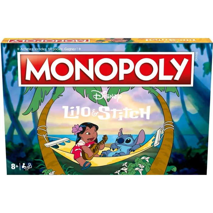 Winning Moves MONOPOLY - Lilo & Stitch Juego de mesa WTT1696639031260, de 2 a 8 jugadores, +6 años