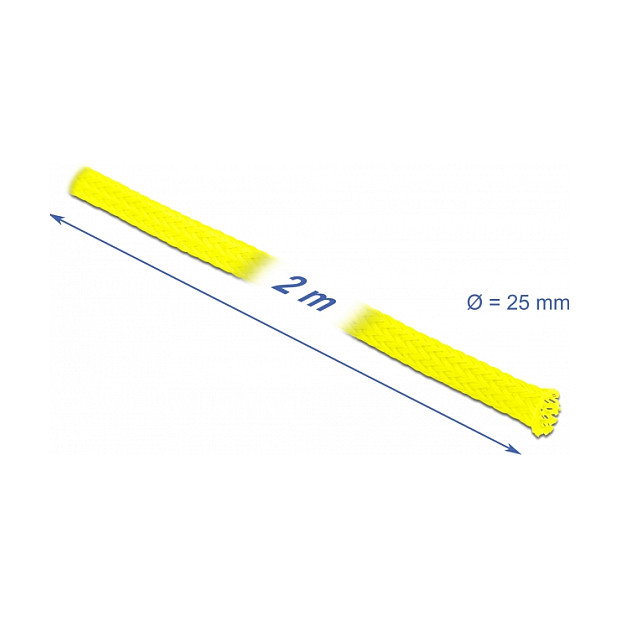 DeLOCK Funda trenzada estirable 2 m x 25 mm Amarillo