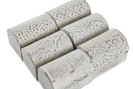 DKD Home Decor Surtido de 6 Joyeros AYLIA de Mango y Aluminio