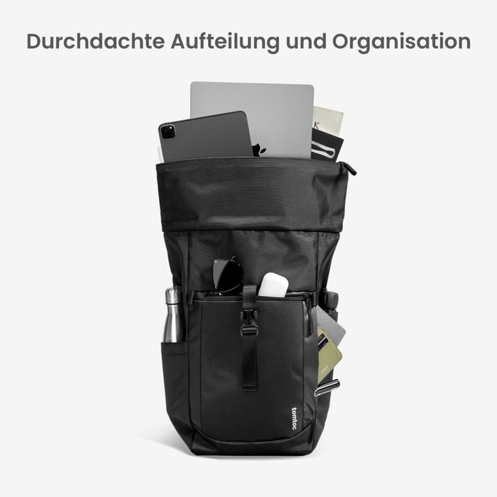 tomtoc Navigator-T61 Mochila Rolltop 25L-30L Negro