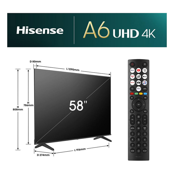 Hisense 58E6NT 147 cm (58") 4K Ultra HD DLED Smart TV HDR10+ Negro
