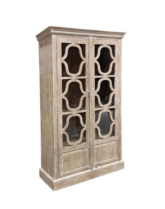 DKD Home Decor Vitrina de Mango Decapé Blanco 120x50x210
