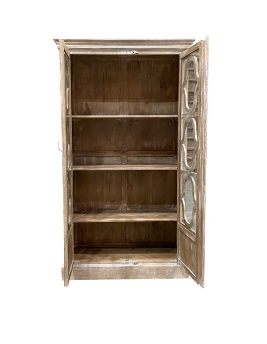 DKD Home Decor Vitrina de Mango Decapé Blanco 120x50x210
