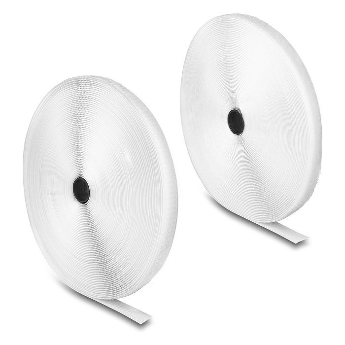 DeLOCK Cinta de gancho y bucle de alta resistencia 25 m x 20 mm blanco