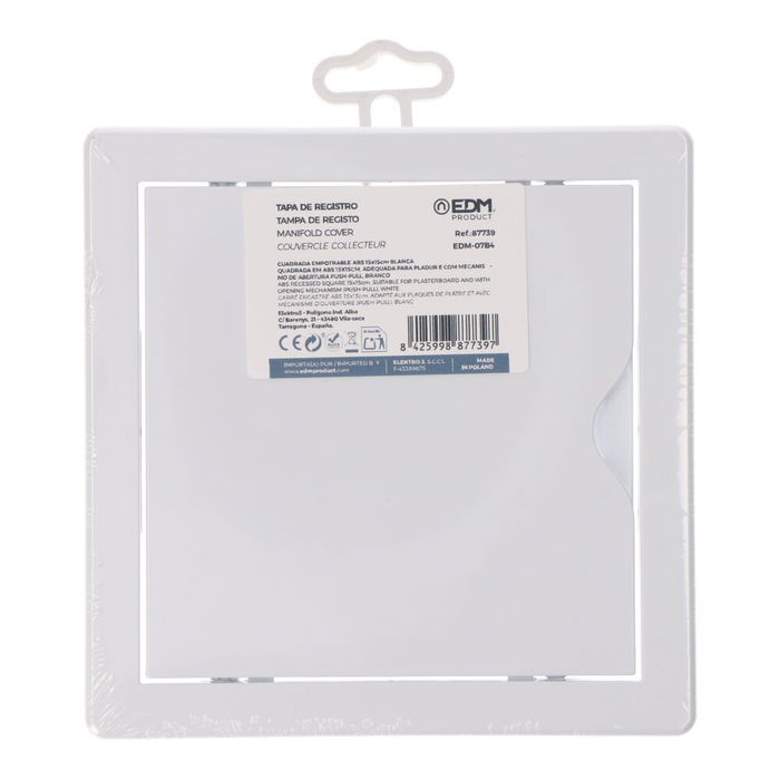 Edm Tapa de Registro Cuadrada Empotrable ABS Blanca 15x15cm