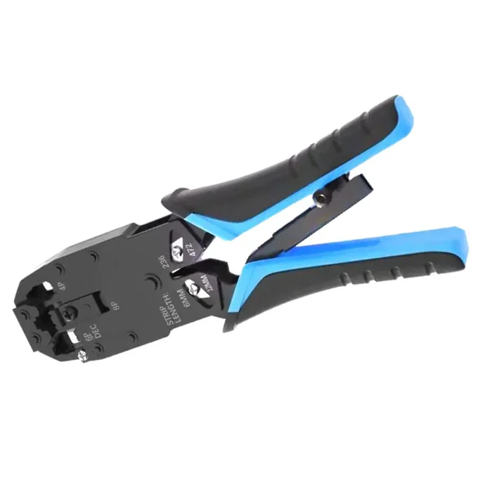 Phasak TD 019 Crimpadora Profesional para Conectores RJ11, RJ12 y RJ45 (8P8C) con Topes de Profundidad y Cuchillas para Pelar y Cortar, Herramienta Multifunción