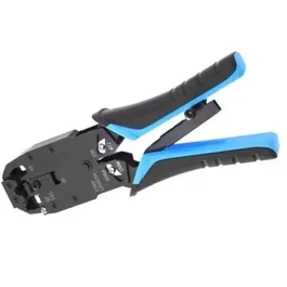 Phasak TD 019 Crimpadora Profesional para Conectores RJ11, RJ12 y RJ45 con Topes, Corte y Pelado - Compatible con Categorías Cat 5/5e/6/6A/7