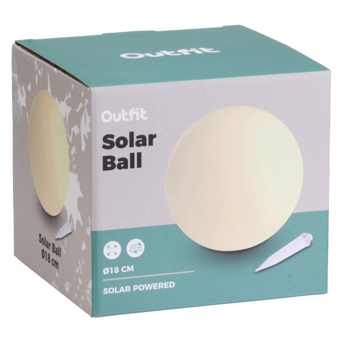 Outfit Lámpara Solar Esférica de Exterior, Diámetro 18 cm, Panel Policristalino, LED Blanco Cálido y RGB, Batería Recargable