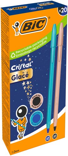 BIC Cristal Glace Azul y Oro Rosa 1.0mm Caja de 20 unidades