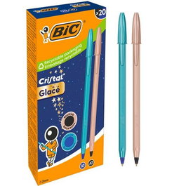 Bic Cristal Glace Bolígrafo 1.0 mm Azul + Cobre Caja de 20 Unidades