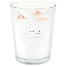 Home Deco Factory Vela Perfumada con Piedras Decorativas para Meditación, 16 cm de Altura, 13 cm Diámetro, 630 g de Cera de Parafina, Combustión 60h