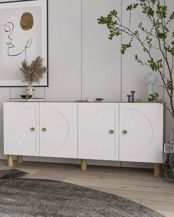 Hanah Home Consola Sapphire Oak, White 150cm Ancho x 75cm Alto x 32cm Profundidad Hanah Home Consola Sapphire Oak, White 150cm Ancho x 75cm Alto x 32cm Profundidad