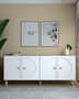 Hanah Home Consola Sapphire Oak, White 150cm Ancho x 75cm Alto x 32cm Profundidad