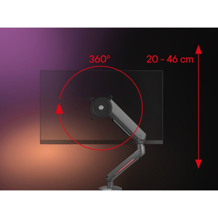 ONE FOR ALL Brazo para Monitor DM8110 con Iluminación RGB, Negro