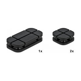 DeLOCK Juego de 3 soportes de cables, negro