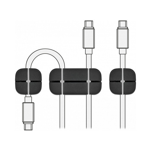 DeLOCK Juego de 3 soportes de cables, negro