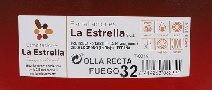 La Estrella Olla Recta con Tapa Fuego 32 cm - 14.8 L (Pack de 4 Unidades)