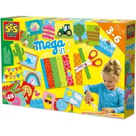 Ses Creative Aprendo a cortar - mega kit - 48 Hojas Preimpresas con Tijeras Especiales - Más de 3 Años