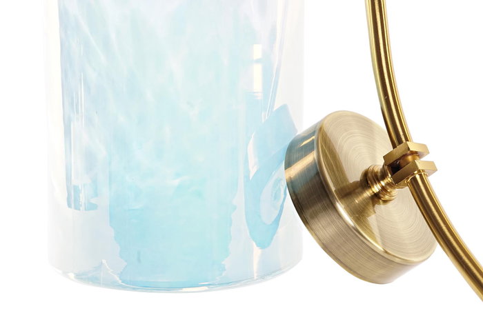 DKD Home Decor Jarrón de Cristal y Metal Sealine Azul y Dorado DKD Home Decor Jarrón de Cristal y Metal Sealine Azul y Dorado