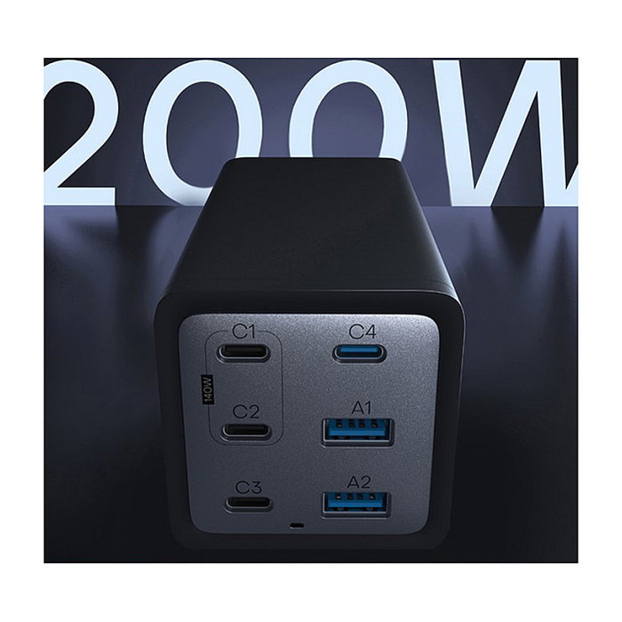 Conceptronic OZUL06BE Cargador de 6 Puertos 200W con USB-C y USB-A
