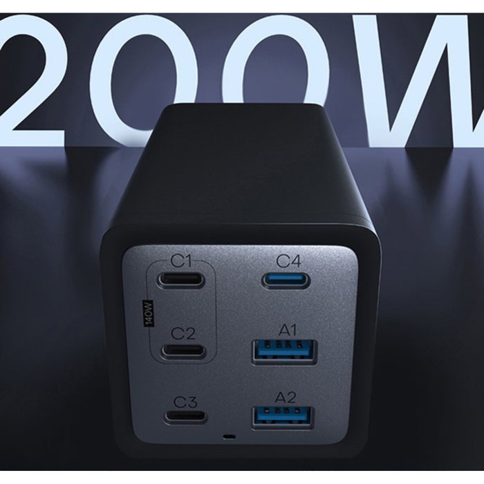 Conceptronic OZUL06BE Cargador de 6 Puertos 200W (4x USB-C y 2x USB-A)
