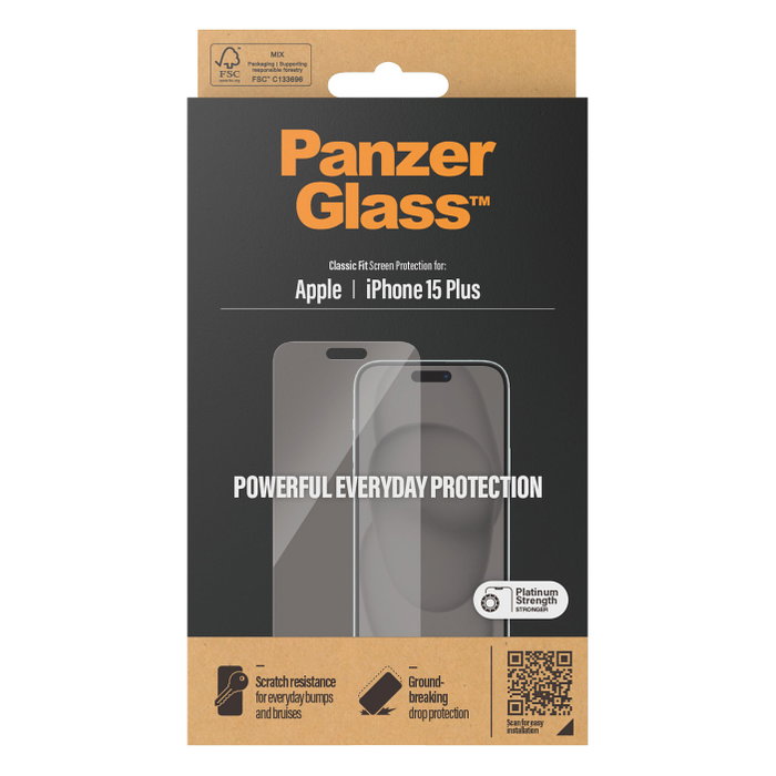 PanzerGlass Protector de Pantalla Classic Fit para iPhone 15 Plus