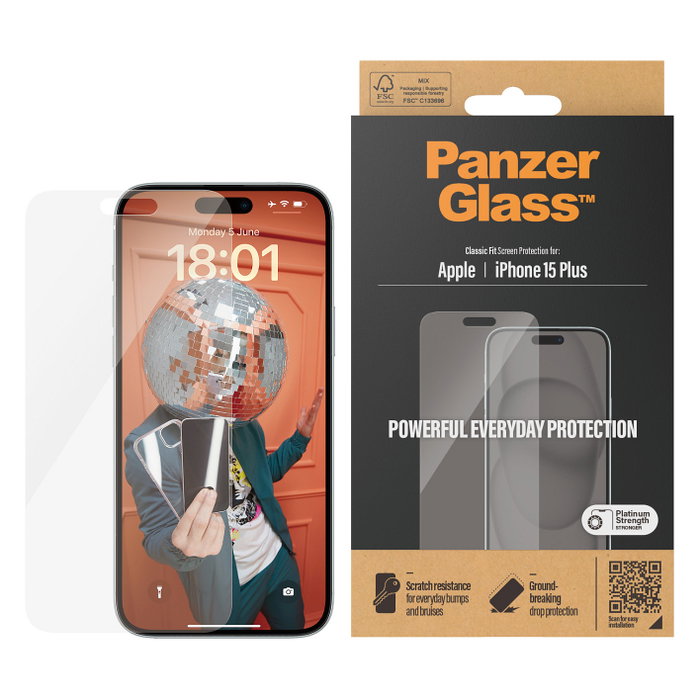 PanzerGlass Protector de Pantalla Classic Fit para iPhone 15 Plus