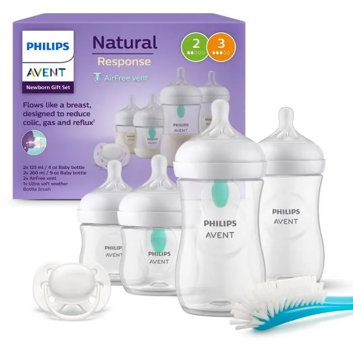 Philips Avent Kit de Biberones Natural Response Airfree 0-6 Meses SCD657/11 Anti-Cólicos Philips Avent Kit de Biberones Natural Response Airfree 0-6 Meses SCD657/11 Anti-Cólicos