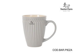 Inde Mug Jumbo, Cerámica 380 cc, Color Mondoñedo Gris, Modelo Santa Clara, 9 cm x 11 cm, Peso 337 g (12 Unidades)